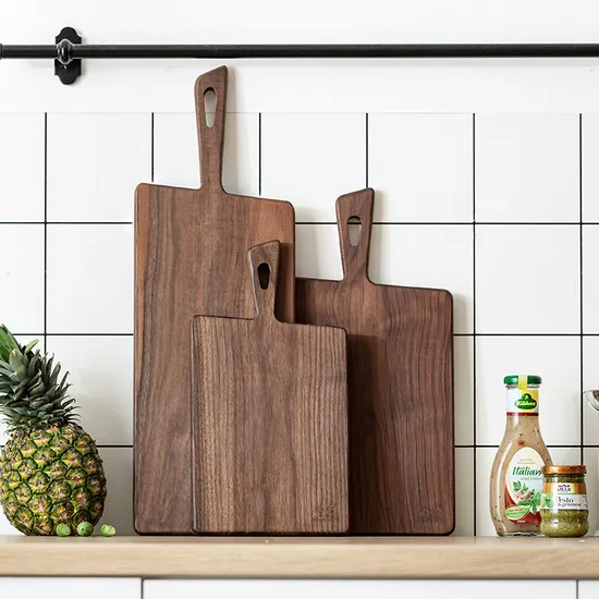 2 PCS Walnut Wood Chopping Board Set for Kitchen