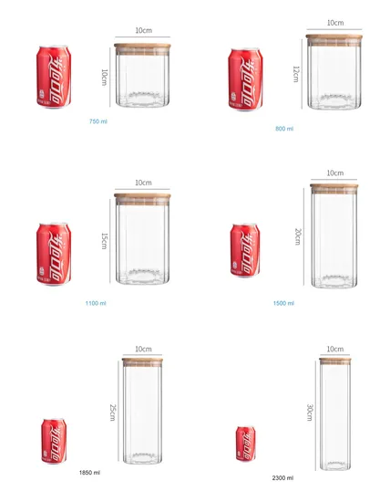 Clear Glass Food Storage Containers Glass Jars with Airtight Bamboo Lid