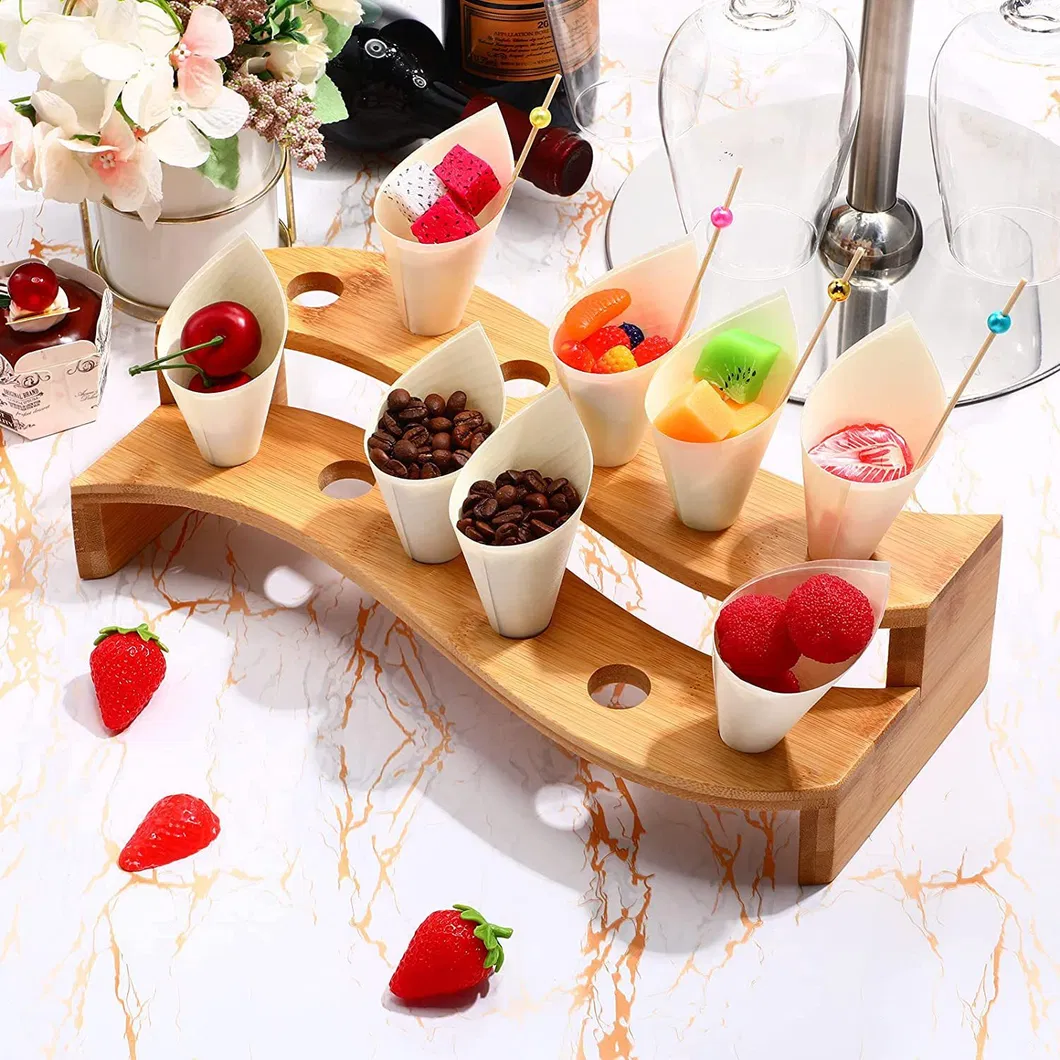 Household Bamboo Wooden Desktop Storage Shelf Party Banquet Dessert Shelf Food Cones Holders