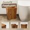 Small Acacia Wood Waste Basket Trash Can with Handles for Bathroom