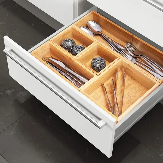 Compact 6-Pack Bamboo Storage Box Set for Bathroom, Office & Tea Storage & Cutlery & Drawer