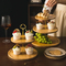 Elegant Rustic Acacia Cake Stand 2-Tier Serving Stand for Farmhouse Style Entertaining