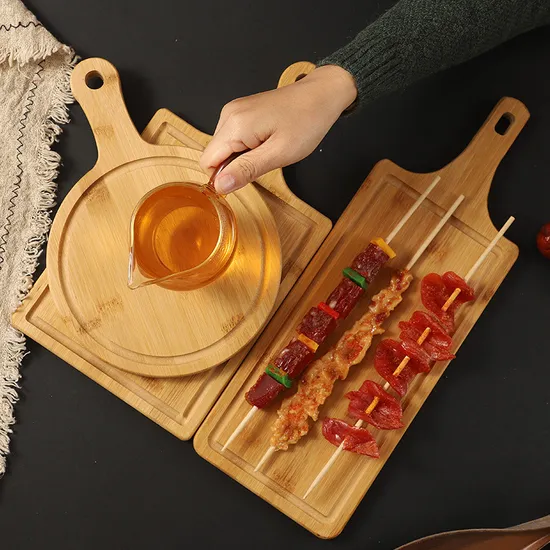 Sustainable Round Bamboo Fruit and Bread and Cheese Serving Board with Handle