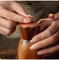 Hand-Cranked Acacia Wood Pepper and Salt Grinder Vase with Tray