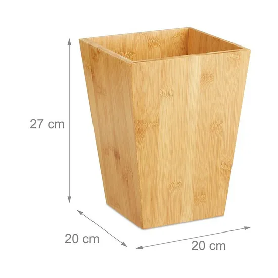 Creative Square Bamboo Trash Can /Office Wastebasket / Living Room and Bathroom Trash Can