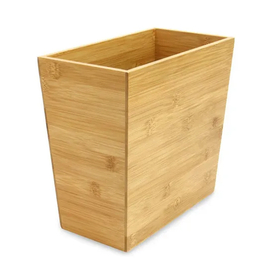 Rectangular Open Bamboo Trash Can Waster Basket for Home