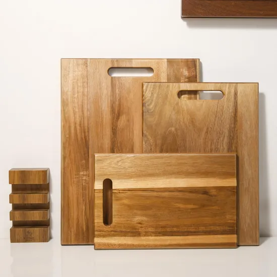 Hot Selling Acacia Wood Cutting Board Set of 3 with Holder