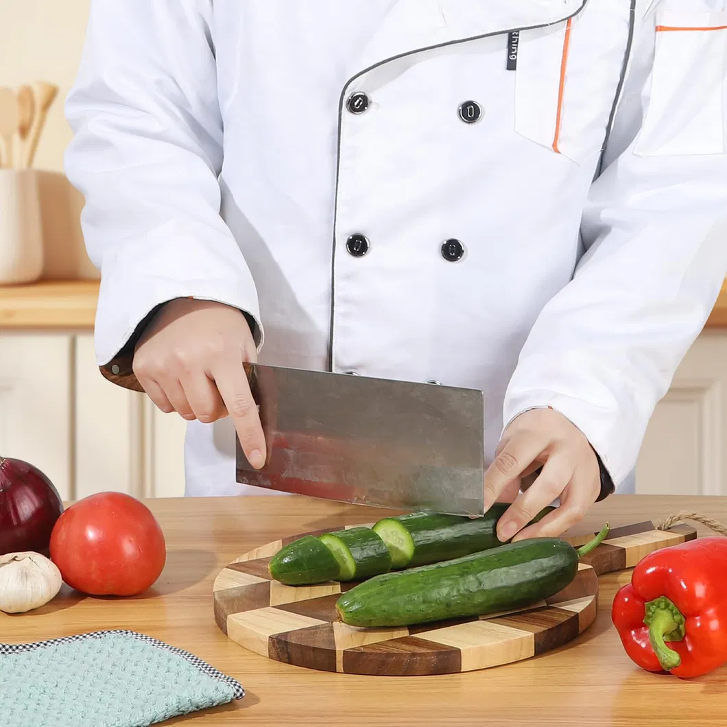Herringbone Rubber Wood Serving Board Chopping Board with Handle