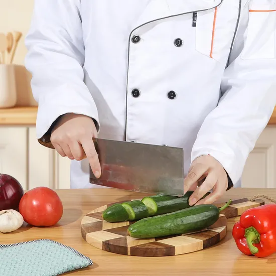Herringbone Rubber Wood Serving Board Chopping Board with Handle