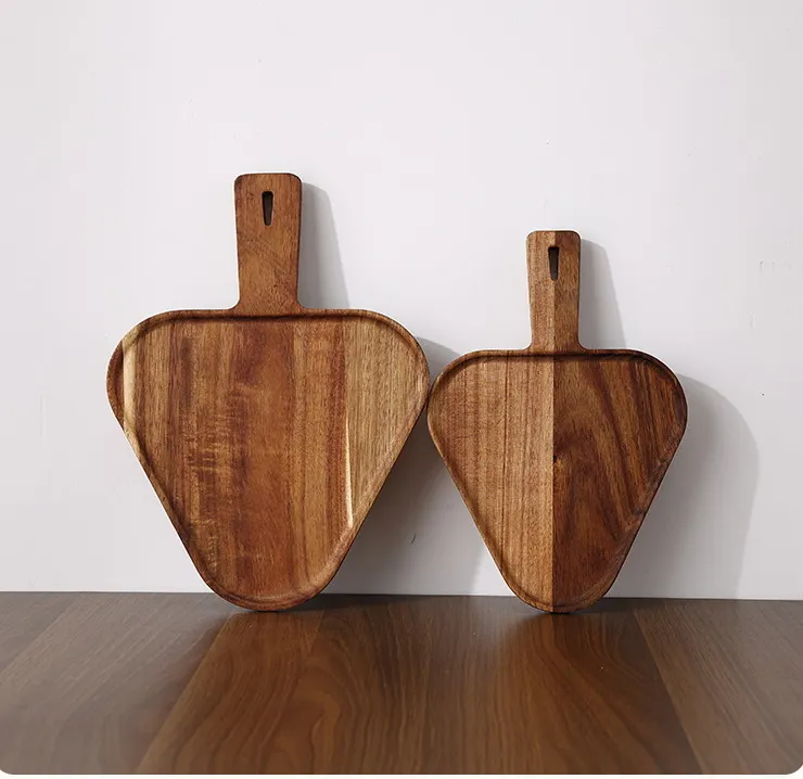 Handmade Mush-Room Shaped Acacia Wood Serving Plate with Unique Carvings