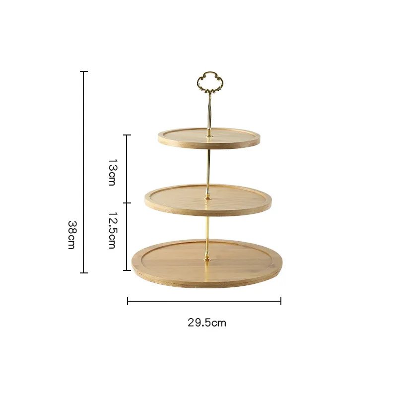Removable 3-Tier Bamboo Cake Stand with Non-Slip Base for Professional Pastry Display