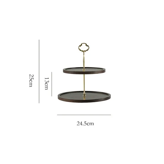 Black Color Rustic Style 3 Tier Bamboo Cake Stand with Metal Handle