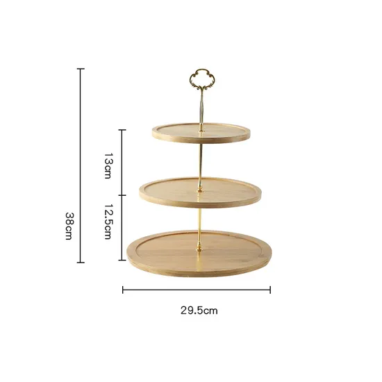 Removable 3-Tier Bamboo Cake Stand with Non-Slip Base for Professional Pastry Display
