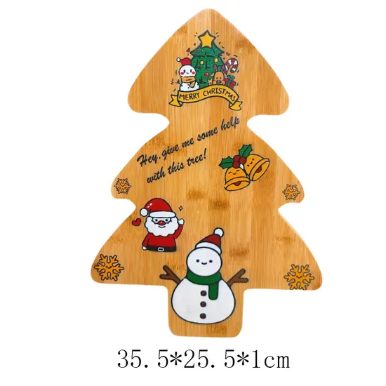 Custom Christmas Tree Shape Bamboo Cutting Board Serving Board Cheese Board
