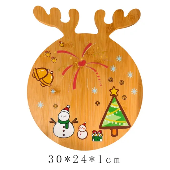 Solid Wood UV Printing Christmas Charcuterie Board for Meat Fruit Crackers Dessert Snack