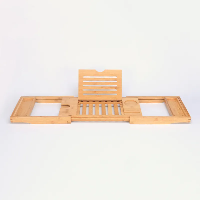 Luxury Expandable Bamboo Bathtub Caddy Tray Bath Caddy Tray