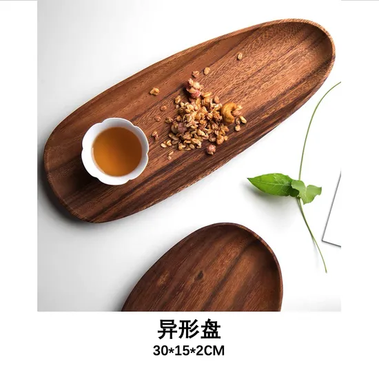 Heat Resistant Insulated Acacia Wood Kitchen Tray Serving Plates