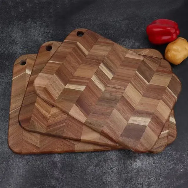Herringbone Design Acacia Wood Cutting and Serving Board