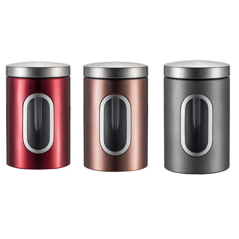Stainless Steel Food Storage Box Tea Storage Jar Set Bottles and Canister with Lids
