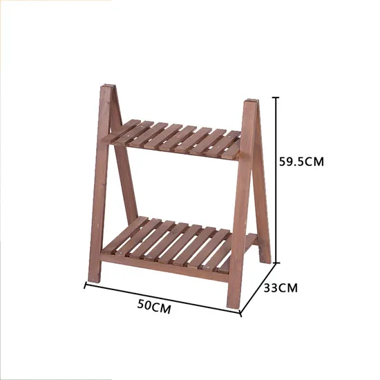 2 Tier Folding Ladder Design Wooden Plant Stand Garden Wooden Flower Pot Display