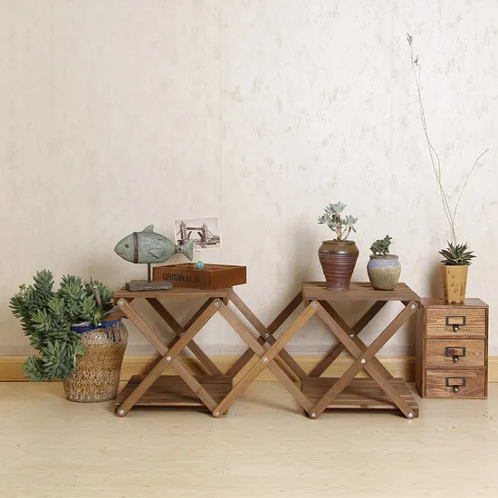 4 Tier Foldable Wooden Plant Stand Pot Shelf Outdoor Flower Storage Rack