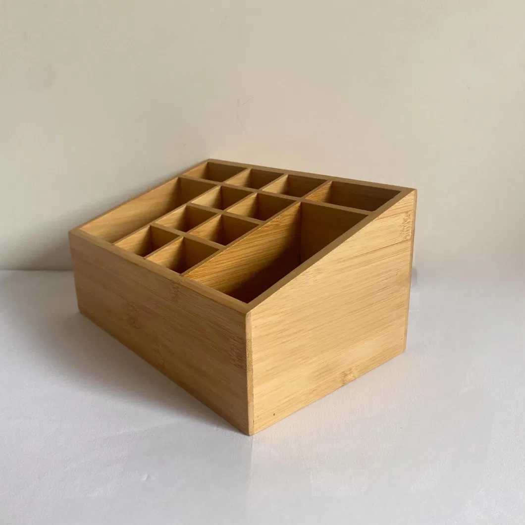 Custom Multi-Purpose Compact Bamboo Desktop Organizer Storage Box for Jewelry & Cosmetics