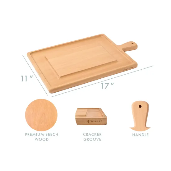 Paddle Shape Beech Wood Serving Plate Charcuterie Board