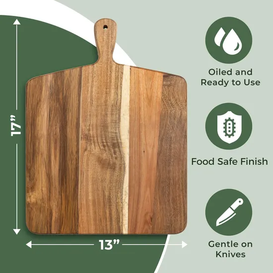Wholesale Large Acacia Wood Cheese Cutting Serving Board with Handle
