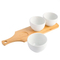 Elegant 3-Piece White Tidbit Bowl Set with Bamboo Serving Tray