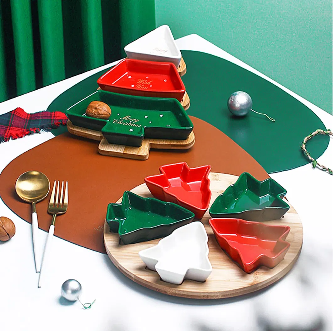 Elegant 5-Piece Christmas Tree Ceramic Chip and DIP Set