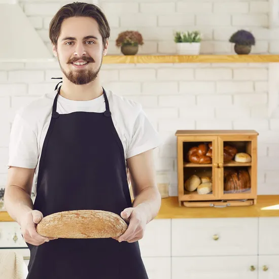 Multifunctional 2 Layer Bamboo Bread Box with Cutting Board for Kitchen Counter and Bakery