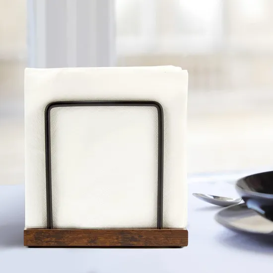 Acacia Wood Napkins Holder with Metal Wire for Table, Kitchen & Dining Room Dé Cor