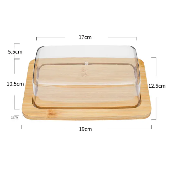 Bamboo Butter Stand Cake Stand Butter Tray with Transparent Lid