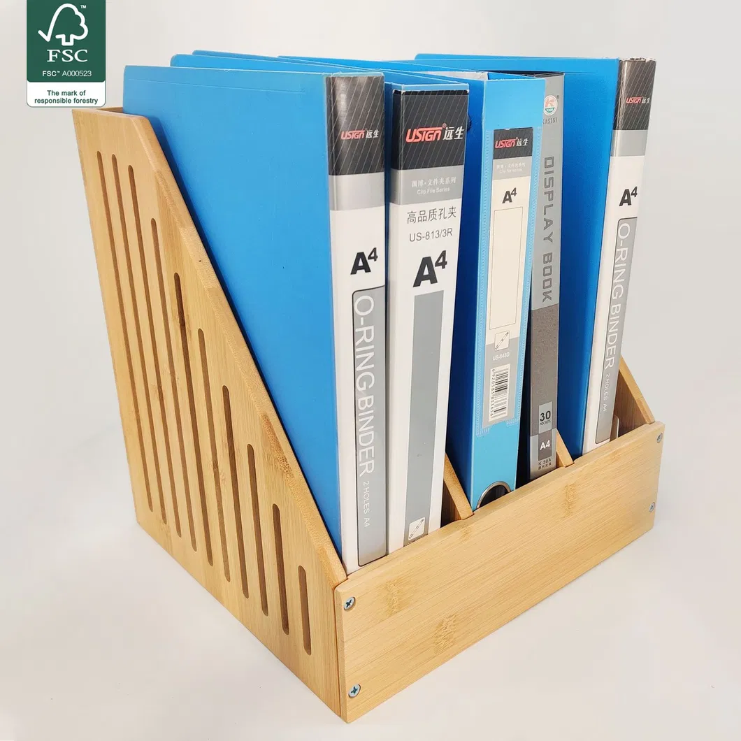 Desktop Bamboo Book Stand Storage Rack Partition Rack Book Shelf Office Document Rack