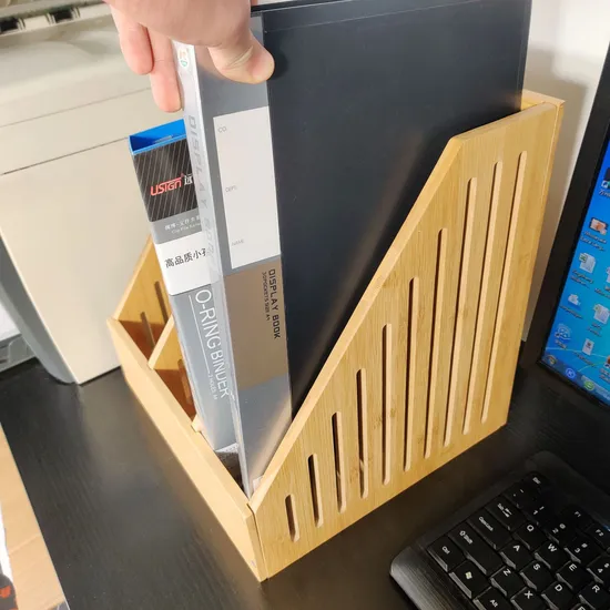 Desktop Bamboo Book Stand Storage Rack Partition Rack Book Shelf Office Document Rack