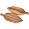 Leaf Shape Acacia Wood Food Serving Tray for Appetizers & Snacks with Handles