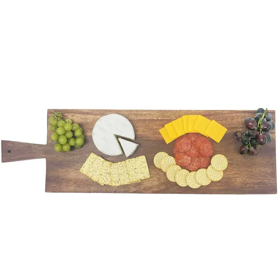 Laser-Engraved Acacia Wood Serving Board Custom Serving Tray with Handles