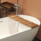 Luxury Extendable Acacia Wooden Bathtub Caddy Tray with Wine Holder and Book Stand