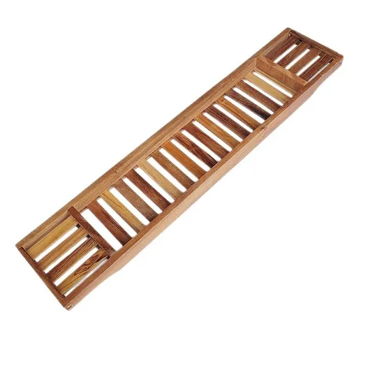 Simple Vintage Acacia Wood Bathtub Rack Caddy Tray for Bathroom