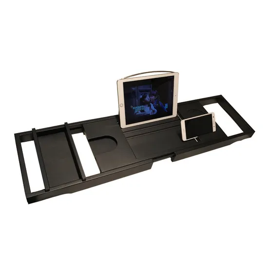 Bamboo Bathtub Rack Wine Book Tablet Phone Soap Holder