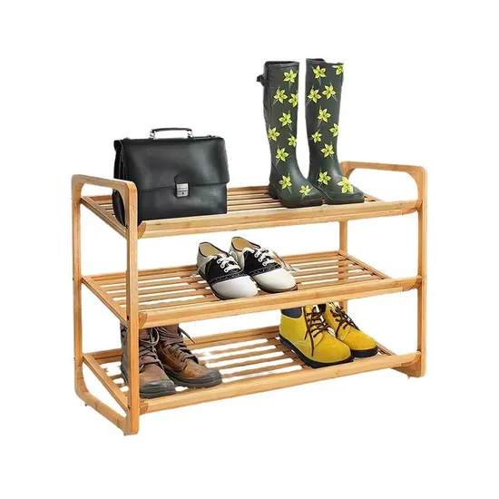 3-Tiers Bamboo Shoes Rack Shelf Organizer for Entryway