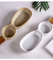 Wooden Handle Ceramic Snack Bowl Divider Ceramic Serving Dish Salad Container Plate