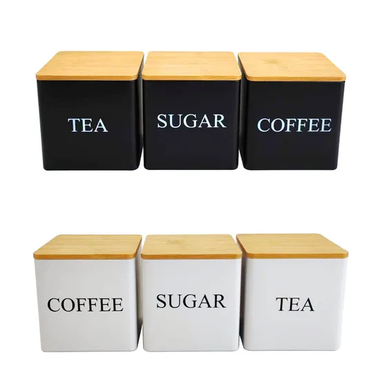 Kitchen Canister Set with Bamboo Lids for Coffee Tea Sugar