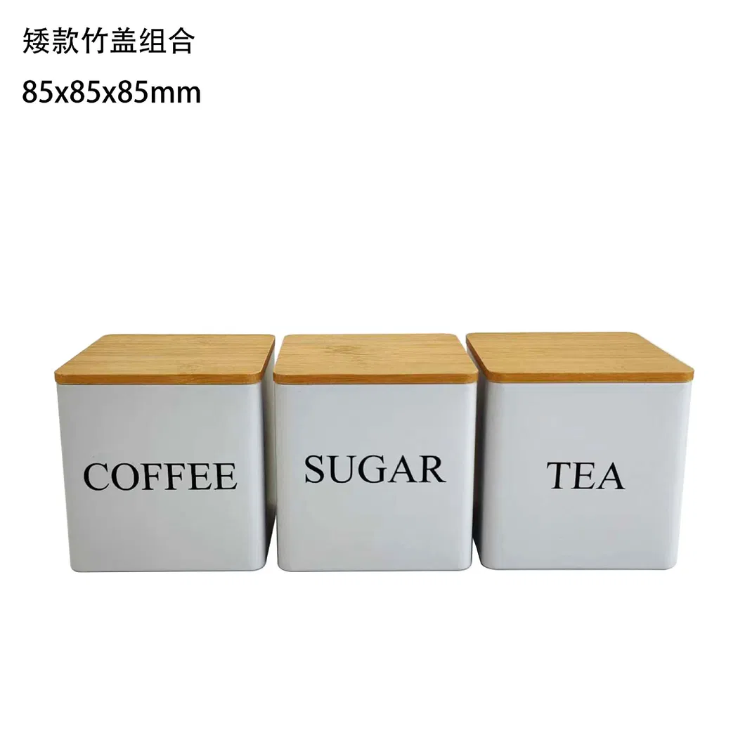 Kitchen Canister Set with Bamboo Lids for Coffee Tea Sugar
