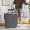 160 L Double-Opening Bamboo Fabric Laundry Basket Large-Capacity Storage Basket with Double Compartments.