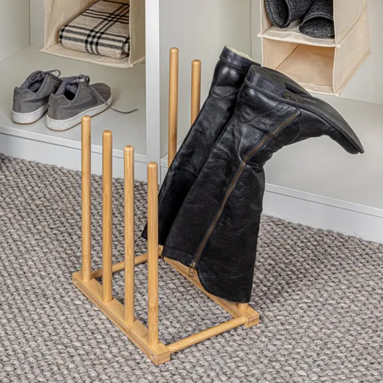 Natural Bamboo 4 Pair Boot Rack Shoes Rack