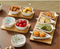 4 PCS Ceramic Appetizer Dipping Bowls with Bamboo Tray