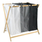 Waterproof Foldable Three - Compartment Fabric Laundry Baskets Sundries Baskets with Bamboo Shelf