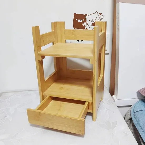 Double-Layer Bamboo Storage Rack Storage Organizer Shelf for Cosmetics / Jewelry