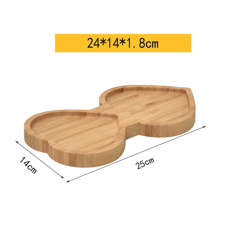 Elegant Heart Shaped 2 Divide Bamboo Wooden Platter for Charcuterie &amp; Side Dishes